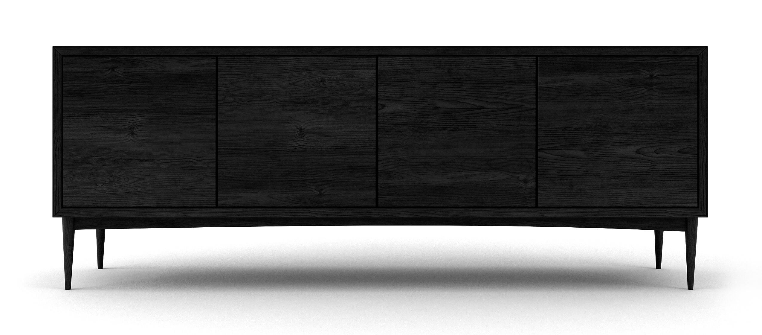 G: Emilia 4-Door Credenza shown in Black Stained White Oak