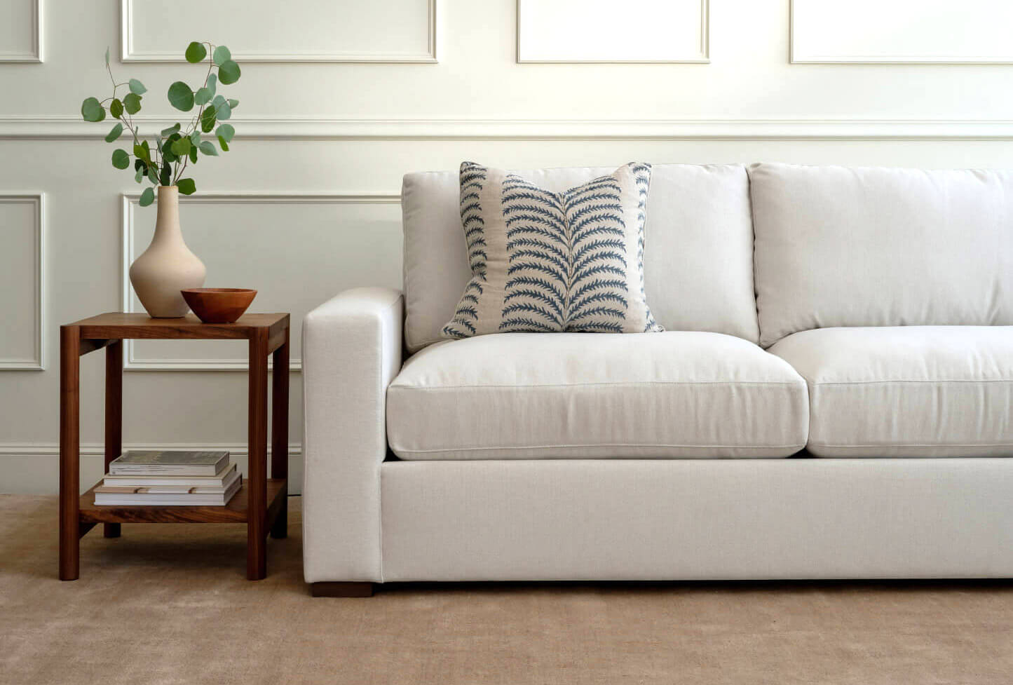 IRL: Rio Sectional in Alpine Oyster fabric