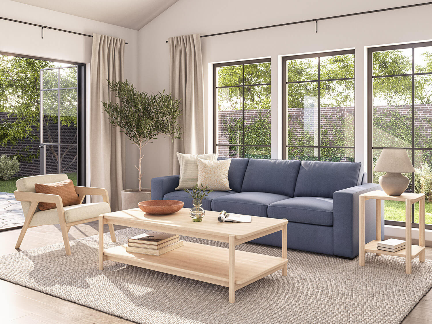 IRL: Rio Plush Sofa shown in Alpine French Blue fabric
