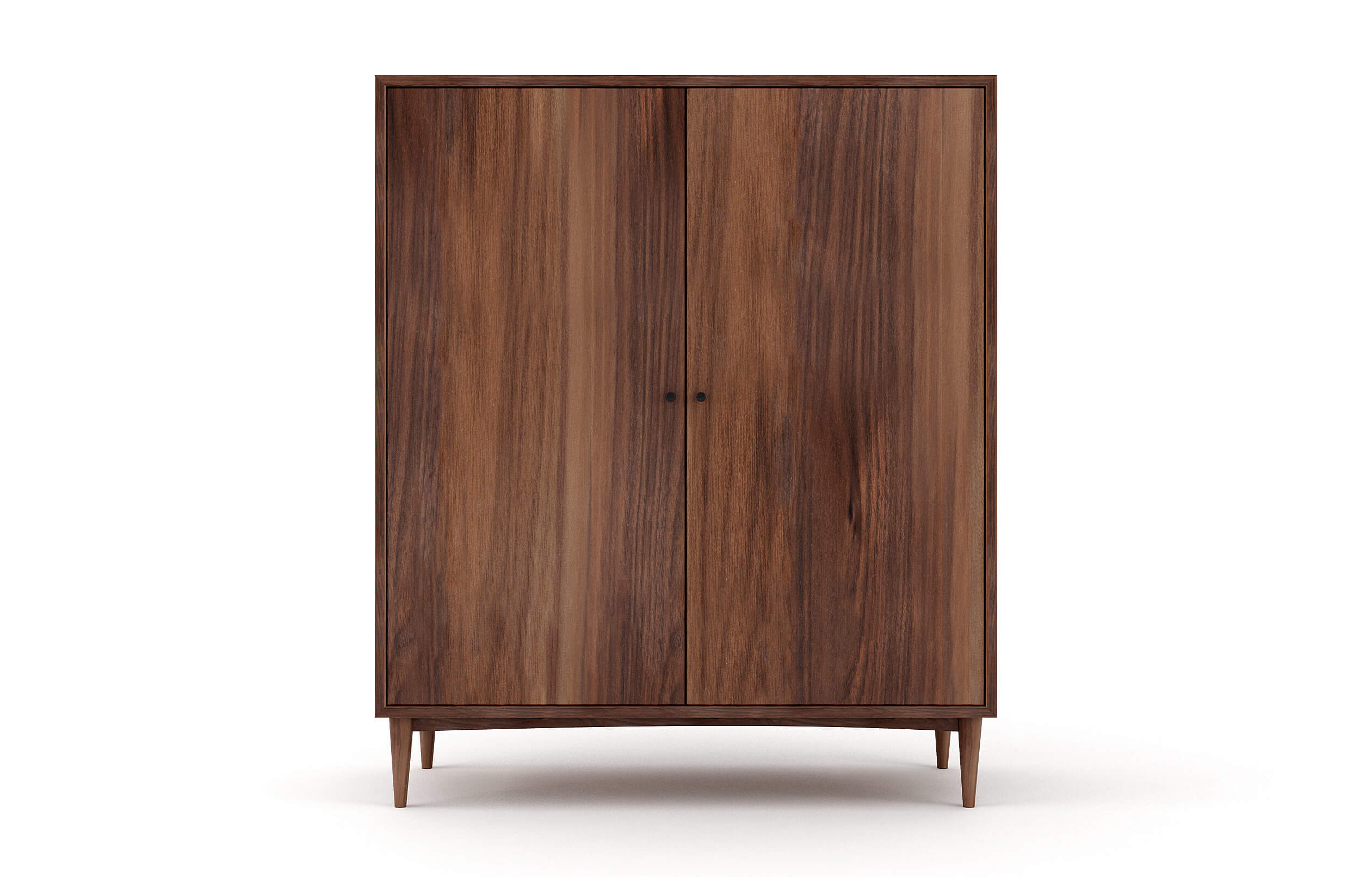 G: Atten Armoire shown in Walnut with Black Knobs