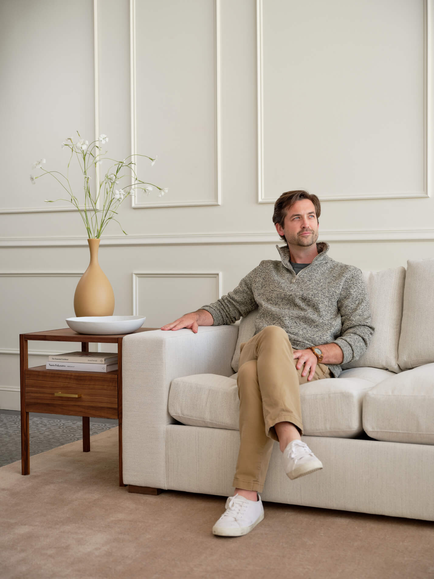 IRL: Rio Plush Corner Sectional in Elder Snow fabric