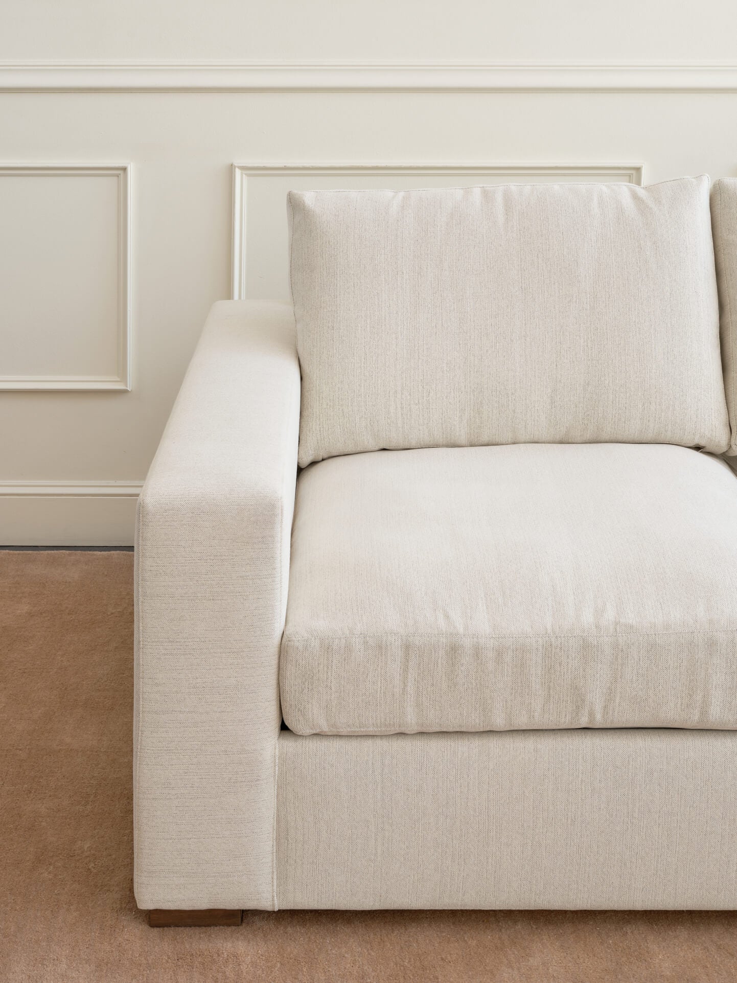 IRL: Rio Plush Corner Sectional in Elder Snow fabric