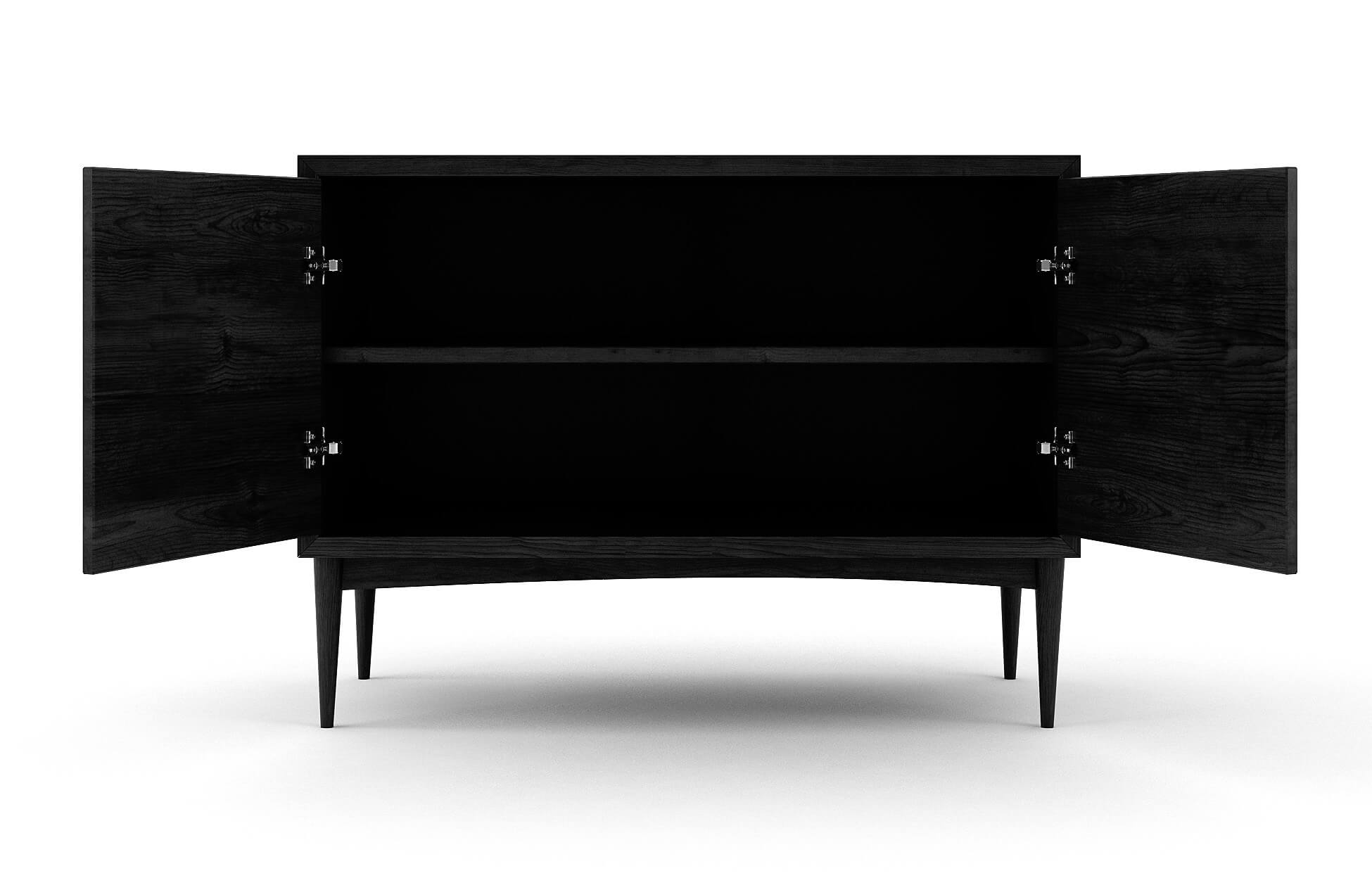 Emilia 2-Door Credenza in Black Oak with 1 Shelf
