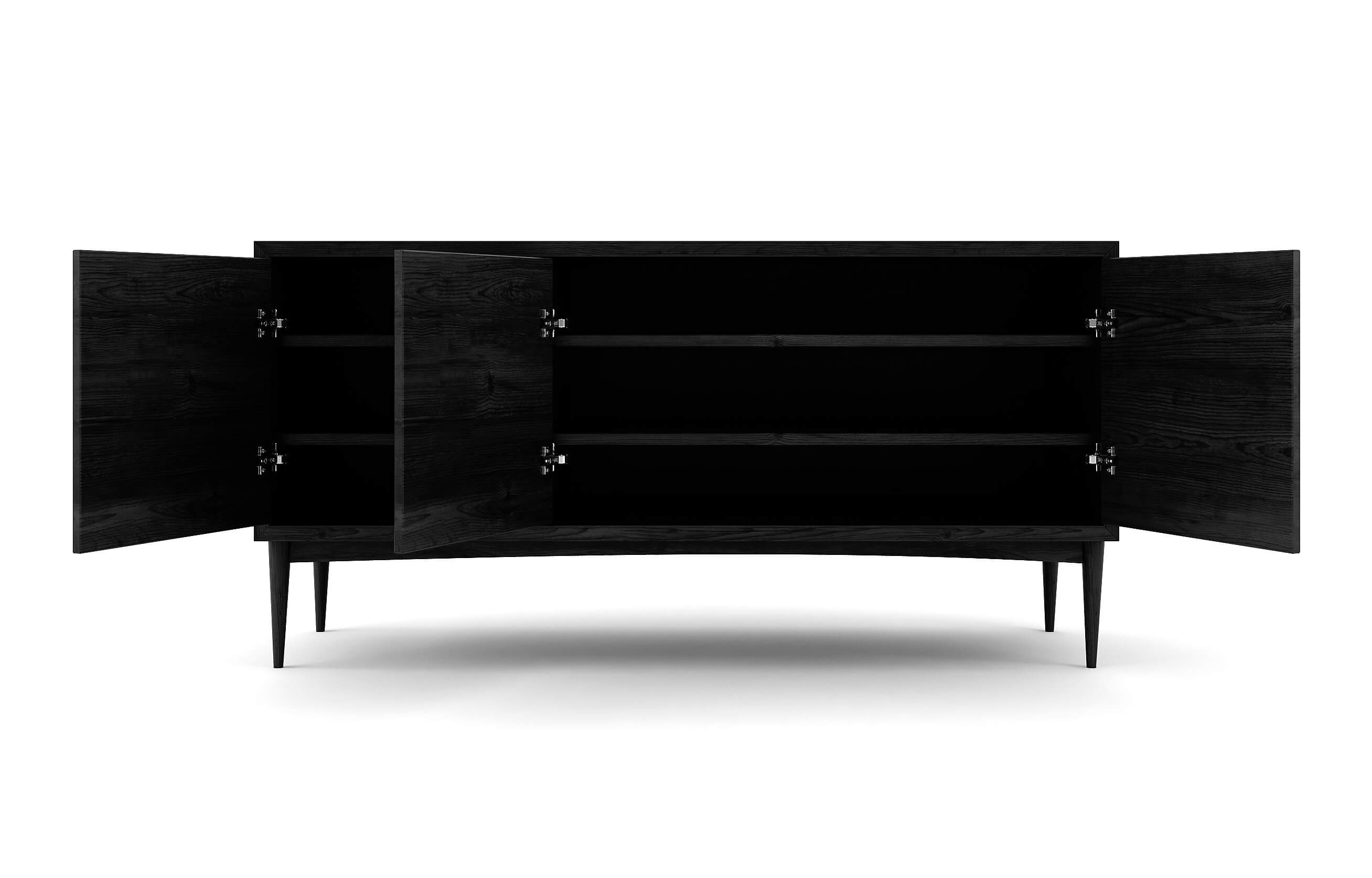 Emilia 3-Door Credenza in Black Oak with 2 Shelves
